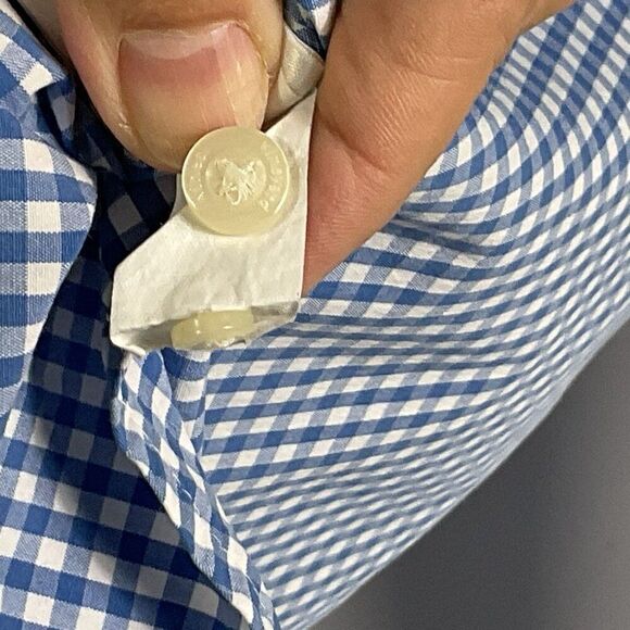 Vineyard Vines Classic Fit Tucker Shirt Long Sleeve Blue Gingham Cotton/Spandex - Picture 11 of 11